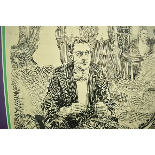 White Gentlemen's Players' Club Pen & Ink Drawing by Orson B. Lowell For Sale - Image 8 of 11