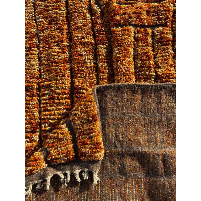 Orange Modern Moroccan Wool Rug For Sale - Image 8 of 11