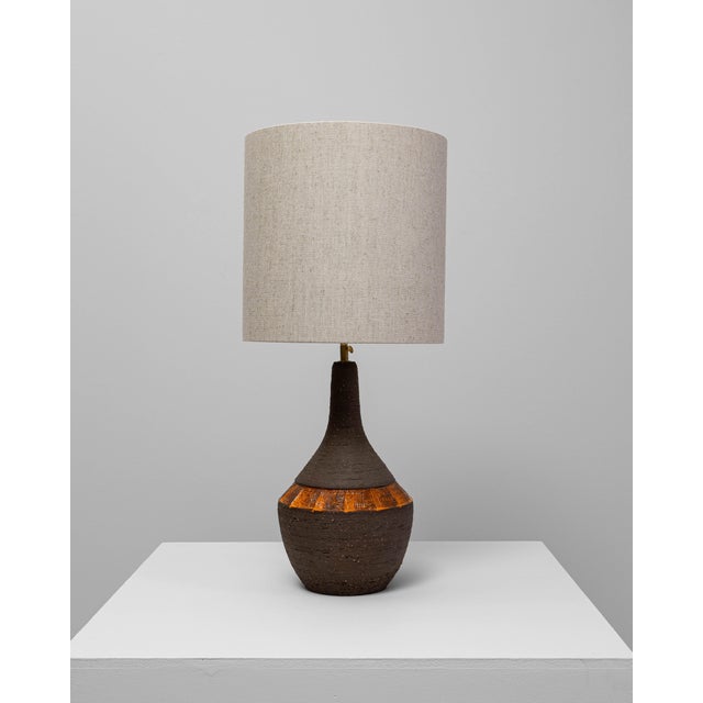 Mid 20th Century 20th Century German Brown And Orange Ceramic Table Lamp For Sale - Image 5 of 18