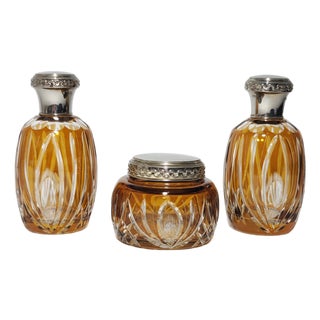 Bohemian Crystal Vanity Set, 1950s, Set of 3 For Sale