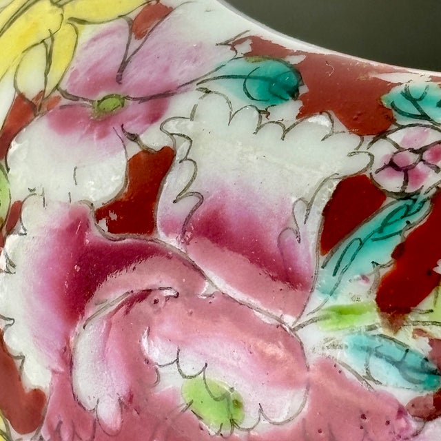 Ceramic Chinese Famille‑Rose Brush Pot With Applied Blue Dragons, Guangxu Mark — Late Qing / Early Republic, 5" For Sale - Image 7 of 13
