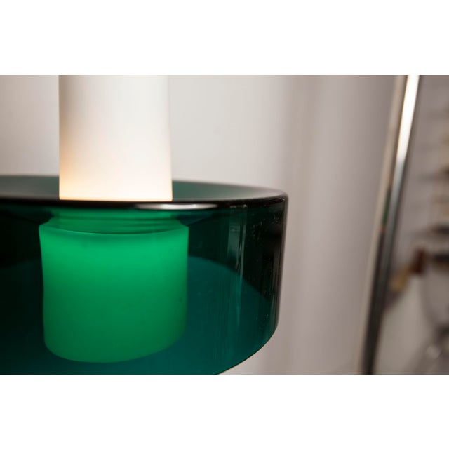 Vintage Two-Tone Pendant Light in White Opaline Glass and Green Transparent Glass, 1960s For Sale - Image 6 of 17