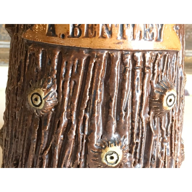 William Speer English New Zealand Majolica Pottery Tobacco Jar Faux Bois Signed For Sale In Boise - Image 6 of 13