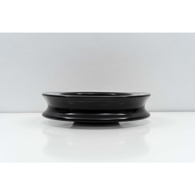 Renato Anatra Large Black Blown Glass Double-Edged Dish by Renato Anatra, circa 1980 For Sale - Image 4 of 11
