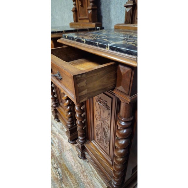 Bedside Tables in Walnut with Black Marble Tops, Set of 2 For Sale - Image 9 of 13