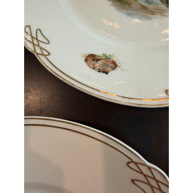 Antique Porcelain Fish Plates With Gold Detail, Set of 4, Circa 1890–1900 For Sale - Image 12 of 17