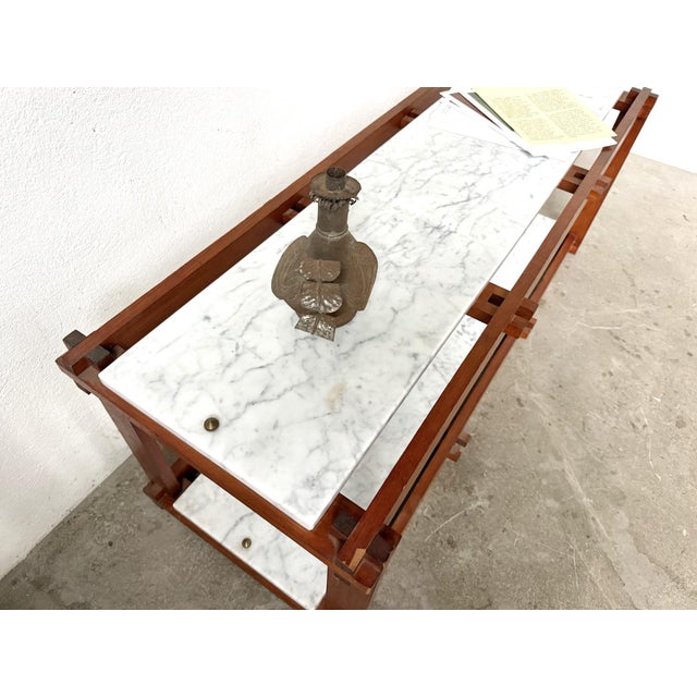 Italian Modernist Étagère in Teak and Carrara Marble, 1950s For Sale - Image 9 of 18