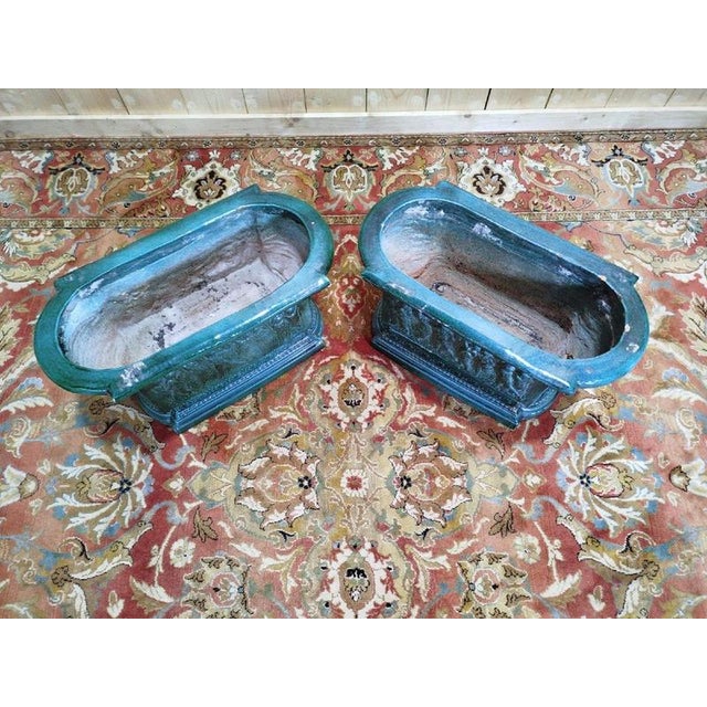 Traditional Glazed Terracotta Planters, Set of 2 For Sale - Image 3 of 5