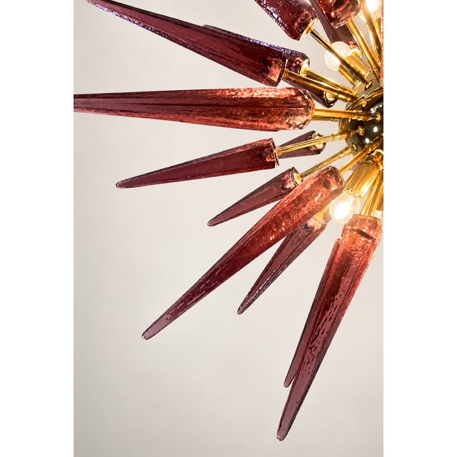 Metal Sputnik Pendant Light with 51 Amethyst Murano Glass Tips from Justfurnituress SRL For Sale - Image 7 of 10