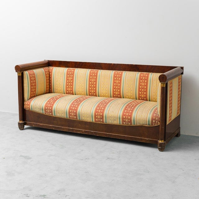 3-Seater Sofa in Wood and Striped Fabric, 1950s For Sale - Image 14 of 14