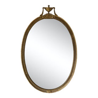 Antique Large Giltwood Oval Wall Mirror For Sale