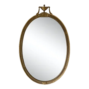 Antique Large Giltwood Oval Wall Mirror