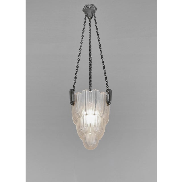 Marius-Ernest Sabino French Art Deco Pendant Light by Marius Sabino 1930 France For Sale - Image 4 of 18