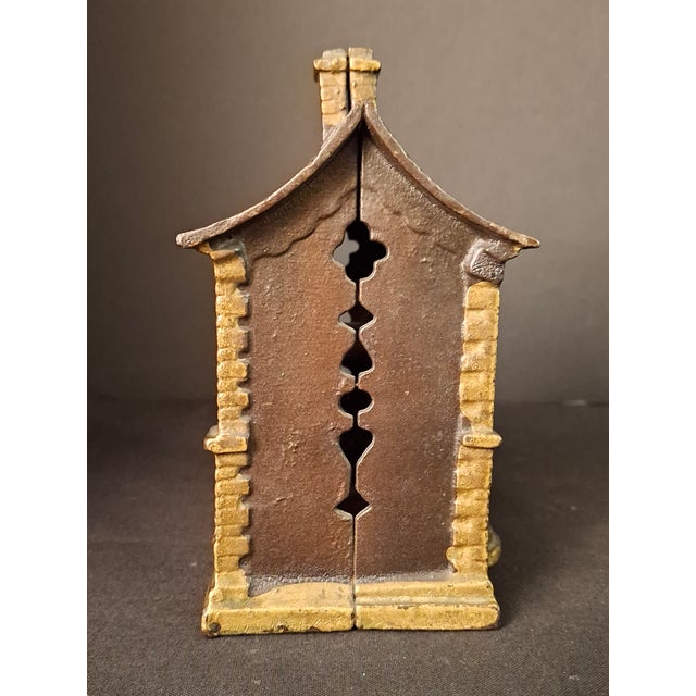 Antique Cast Iron Roof Bank J&e Stevens Architectural Building Still Coin Savings Bank Gold Paint C. 1890 For Sale - Image 16 of 18