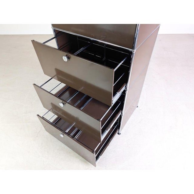 Vintage Brown Filing Cabinet from USM Haller For Sale - Image 10 of 11