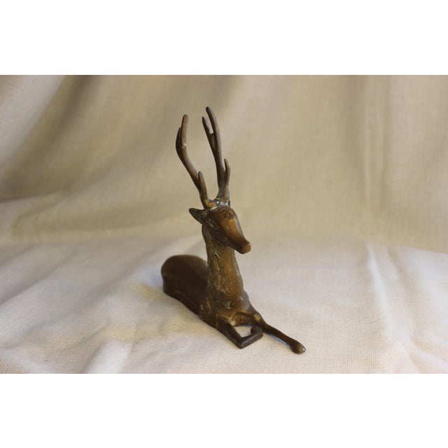 Vintage Mid Century Brass Deer Figurine For Sale - Image 4 of 6