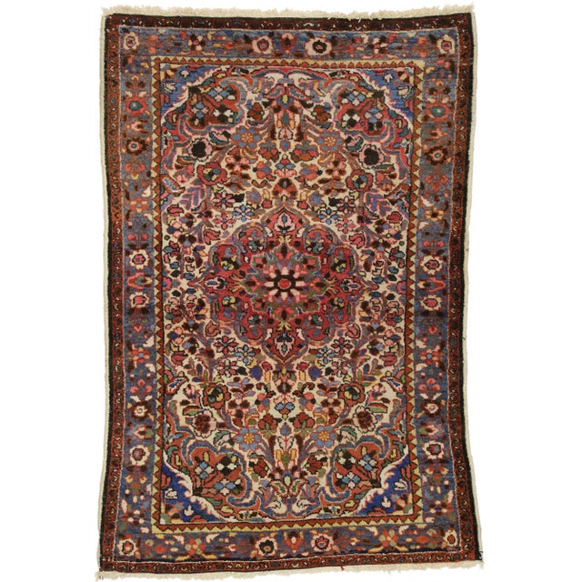 Textile Vintage Persian Hamadan Accent Rug, 03’04 X 04’10 For Sale - Image 7 of 7