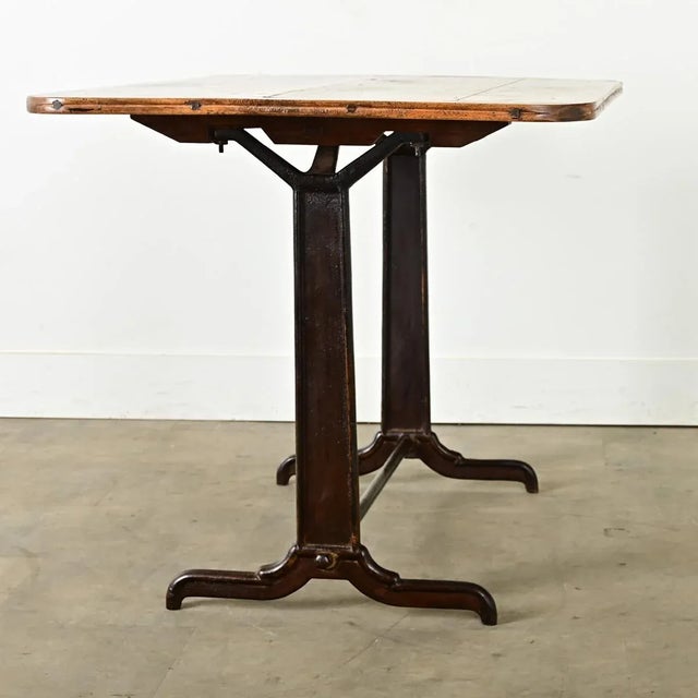 French Vintage Bistro Table with Wood Top For Sale - Image 4 of 10