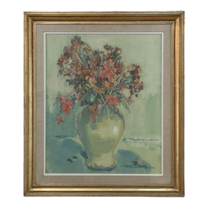 Framed Gouache on Canvas by Louis Van Cutsem (1909-1992), Dated 1957