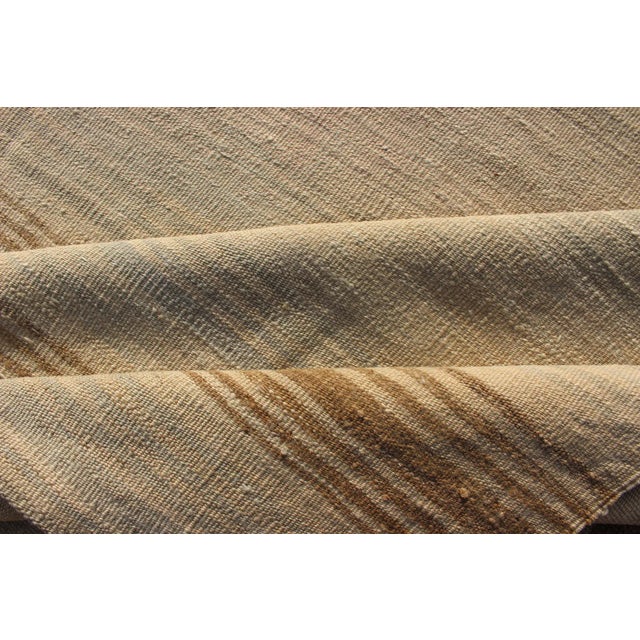 Turkish Vintage Kilim Rug With in Tan, Taupe, Gray Blue, and Earth Tones For Sale - Image 9 of 11