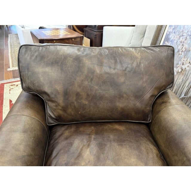 2010s Restoration Hardware Lancaster Brown Leather Large Reading Chair For Sale - Image 5 of 10