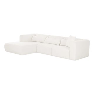 Tarra Cream Chenille Modular LAF Sectional For Sale