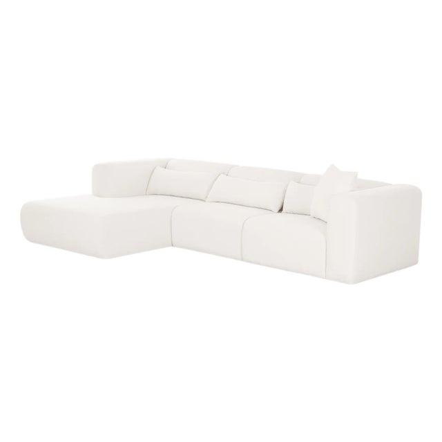 Tarra Cream Chenille Modular LAF Sectional For Sale