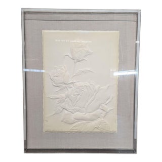 Large Artist Proof Embossed Rose Relief by Carole Gerst Katz – Lucite Floating Frame For Sale
