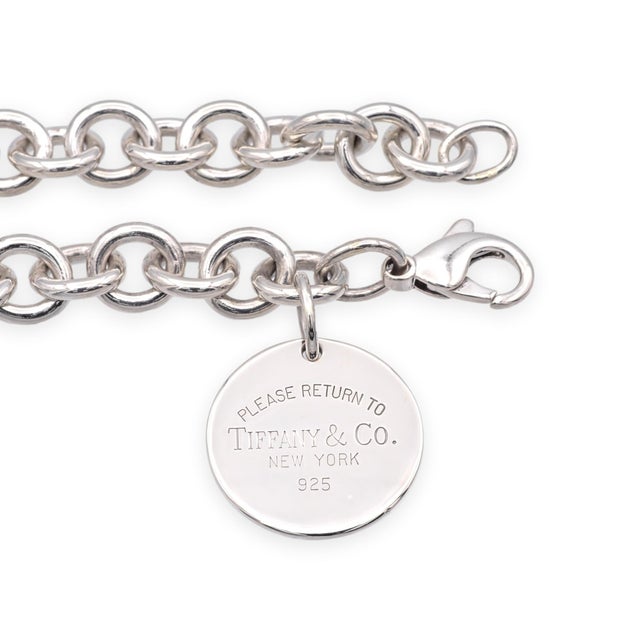 Tiffany and Co. Tiffany & Co. Return to Tiffany Sterling Silver Round Tag Link Bracelet Polished For Sale - Image 4 of 6