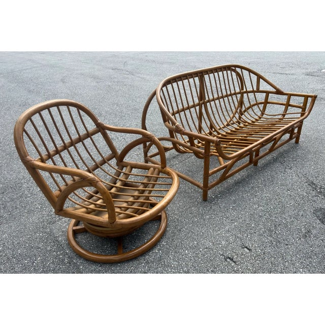 Mid-Century Modern Mid 20th Century Vintage Bamboo Rattan Sofa Only For Sale - Image 3 of 7