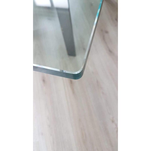 Silver Doge Dining Table with Brushed Steel Base and Glass Top by Carlo Scarpa for Gavina Simon, 1970s For Sale - Image 8 of 12