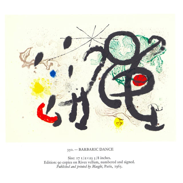 Joan Miró 1967 Diptych Lithograph by Joan Miró "Danse Barbare" (Barbarian Dance) For Sale - Image 4 of 5