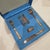Silver Set of Cutlery (Fork, Knife, Spoon, Napkin Ring and Cup). 214 grams. Height: 8.67 in (22 cm) Width: 8.27 in (21 cm)...