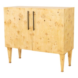 Contemporary Burl Poplar Cabinet For Sale
