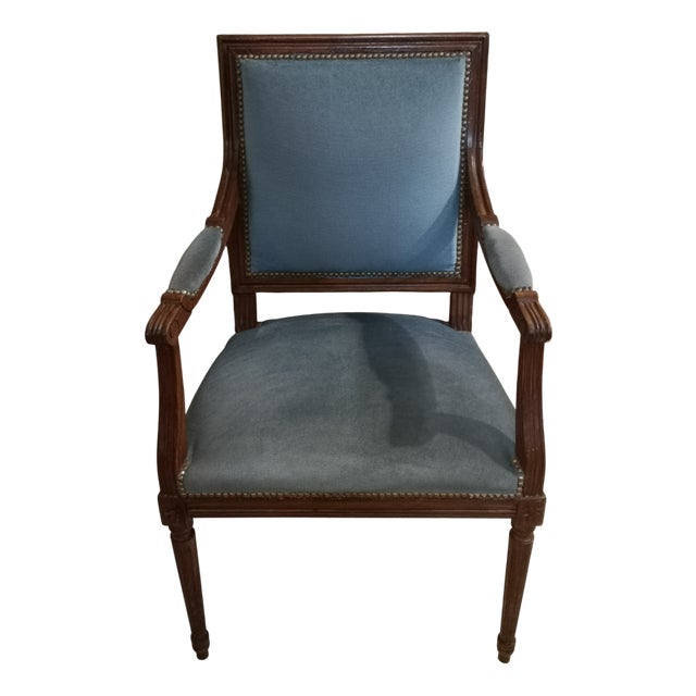Blue Office Canvas Armchair For Sale