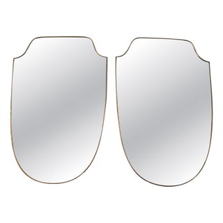 Brass Wall Mirror in the style of Gio Ponti, 1950s For Sale
