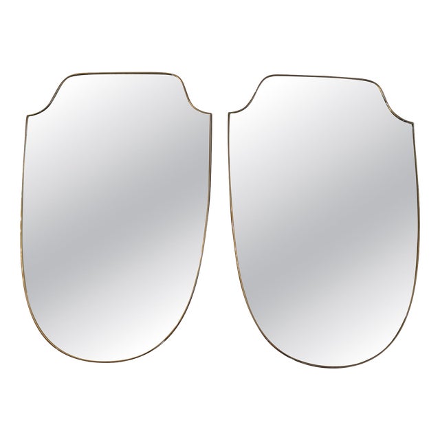 Brass Wall Mirror in the style of Gio Ponti, 1950s For Sale