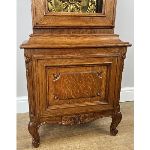 Vintage Grandfather Clock in Oak For Sale - Image 3 of 15