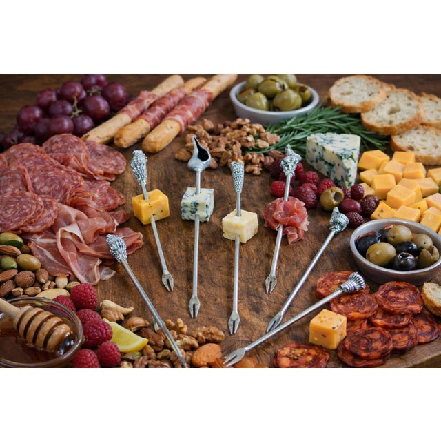 Vintage Metzke Pewter Shell Cocktail Picks / Charcuterie Set of 6. Barware for Palm Beach Regency, Hollywood Regency, Coastal & British Colonial Decor For Sale - Image 4 of 12