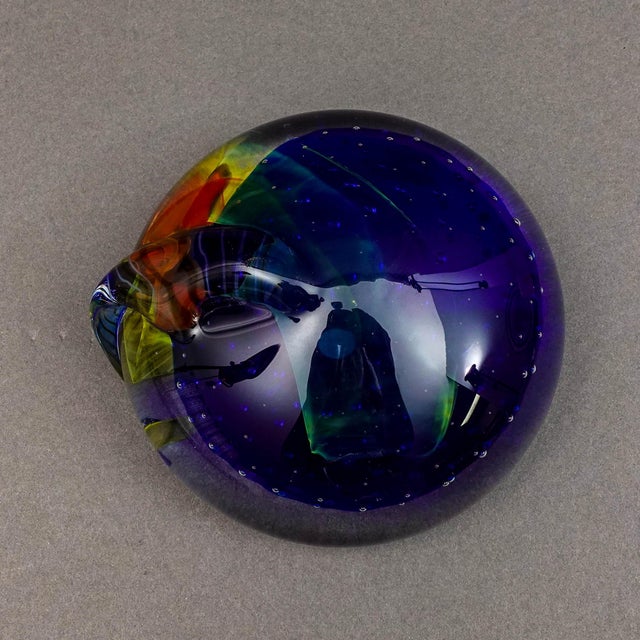 Murano Seguso Viro SIgned Murano Italy Multi Color Art Glass Paperweight Sculpture For Sale - Image 4 of 9