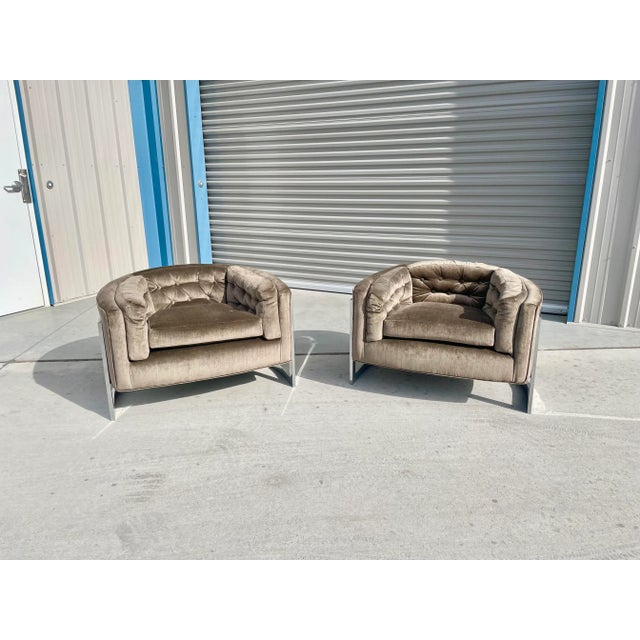 Mid-Century Barrel lounge chairs designed by Jules Heumann for Metropolitan in the United States circa 1970s. This...