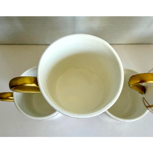 Art Deco Vintage Gilt Porcelain Greek Key Demitasse Espresso Cups, Set of 7 For Sale - Image 3 of 7