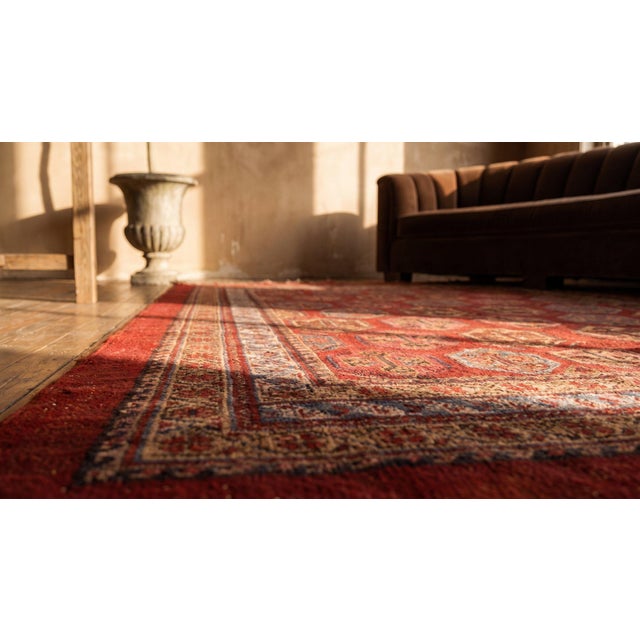 Textile 1900s Red Paisley Rustic Antique Turkish Oushak Rug 5' X 6'9" Handknotted Wool Carpet For Sale - Image 7 of 9