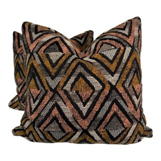 Kuba Cloth Style Chenille 22" Pillows-a Pair For Sale