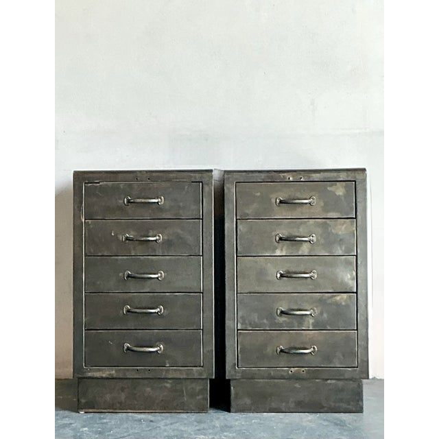 Vintage Boho Industrial Chests - A Pair For Sale In West Palm - Image 6 of 9