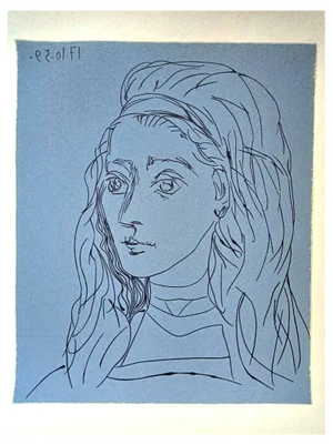 Pablo Picasso, Jacqueline's Portrait, Original Linocut, 1962
