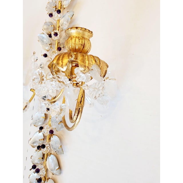 Late 20th Century Bagues Style Rock Crystal Wall Sconces-A Pair For Sale - Image 10 of 11