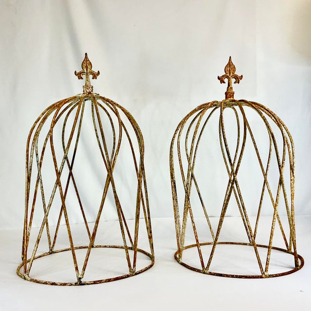 1960s 1960s Vintage French Art Deco Fleur De Lis Garden Topiary Trellises - A Pair For Sale - Image 5 of 14