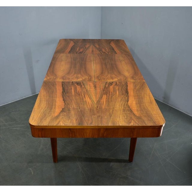 Extendable Dining Table in Walnut by Jindrich Halabala, Czechoslovakia, 1940s For Sale - Image 12 of 18