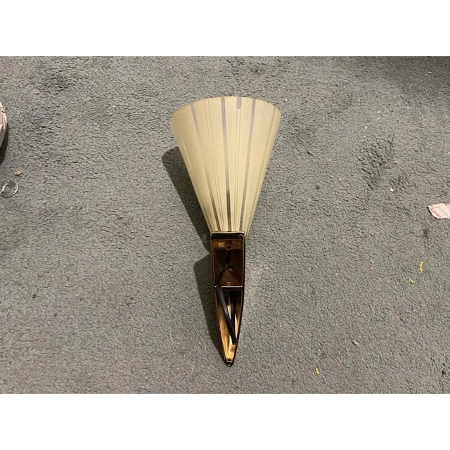 Italian Brass & Glass Sconces, Set of 2 For Sale - Image 4 of 5